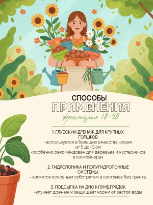 Керамзит для цветов и растений, фракция 10-20 (5 л), дренаж крупный.