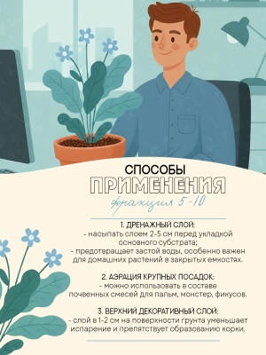 Керамзит для цветов и растений, фракция 5-10 (3 л), дренаж мелкий.