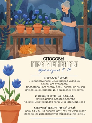 Керамзит для цветов и растений, фракция 5-10 (1 л), дренаж мелкий.